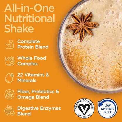 Vegansmart Naturade Plant Based Vegan Protein Powder - All-in-One Nutritional Shake Protein Blend - Gluten Free & Non-GMO - Chai (15 Servings)