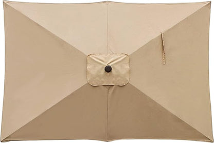 Blissun Rectangular Patio Umbrella, Table Market Umbrella with Tilt and Crank, Outdoor Umbrella for Garden, Deck, Backyard, Pool and Beach