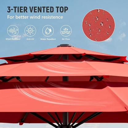 Patio Umbrellas, Pool Umbrella, Outdoor Umbrella with Push Button Tilt/Crank, Deck Umbrellas, Market Umbrela Table for Backyard, Deck, Garden, Pool