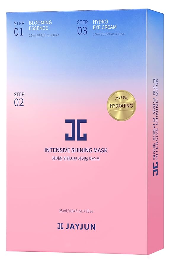 JAYJUN Official Intensive Shining Mask, Lavender Extract, Pack of 10 Sheets, 25ml, 0.84 fl. oz,Hydrating, Essence, Eye Cream, 3 Step