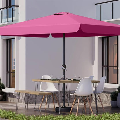 8 * 10FT Rectangular Patio Umbrella Table Market Umbrella w/Crank Outdoor Umbrellas for Garden, Deck, Backyard, Pool and Beach, Rose Pink