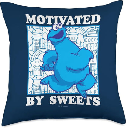 Sesame Street Cookie Monster Motivated Throw Pillow, 18x18, Multicolor