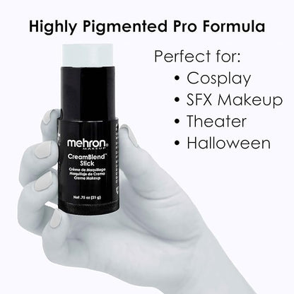 Mehron Makeup CreamBlend Stick | Face Paint, Body (Moonlight White) 75 oz