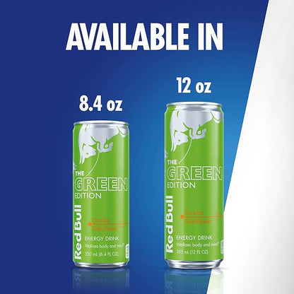 Red Bull Green Edition Energy Drink, Curuba Elderflower, with 114mg Caffeine plus Taurine & B Vitamins, 12 Fl Oz, Pack of 24 Cans