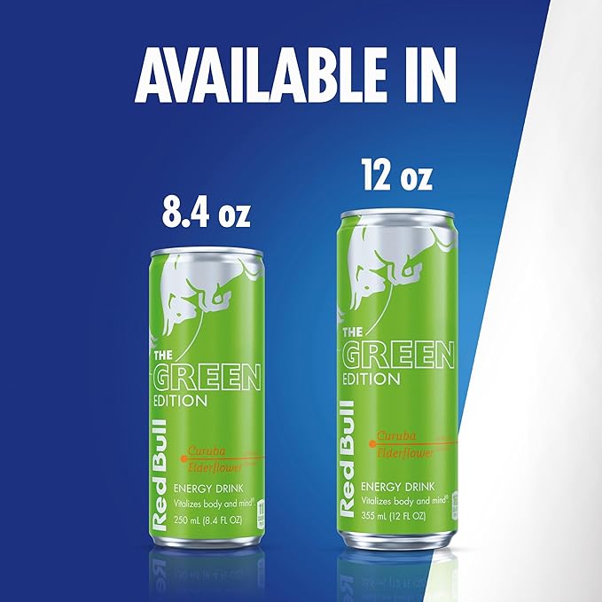 Red Bull Green Edition Energy Drink, Curuba Elderflower, with 114mg Caffeine plus Taurine & B Vitamins, 12 Fl Oz, 6 Packs of 4 Cans (Pack of 24)