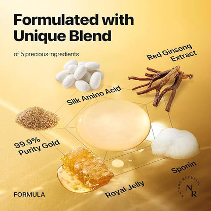 Nature Republic Ginseng Gold Silk Facial Toner, Hydrating Glow Toner for face, Niacinamide & Silk Amino Acid, Royal Jelly Extract, Korean Skin Care for All Skin Types 130 ml / 4.39 Fl. oz.