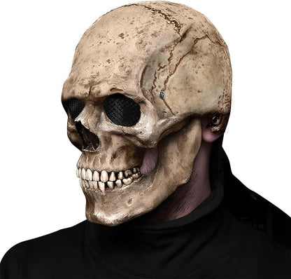 KatchOn Creepy Halloween Skull Mask Full Head with Movable Jaw - Realistic Latex Skull Mask Costume for Adults