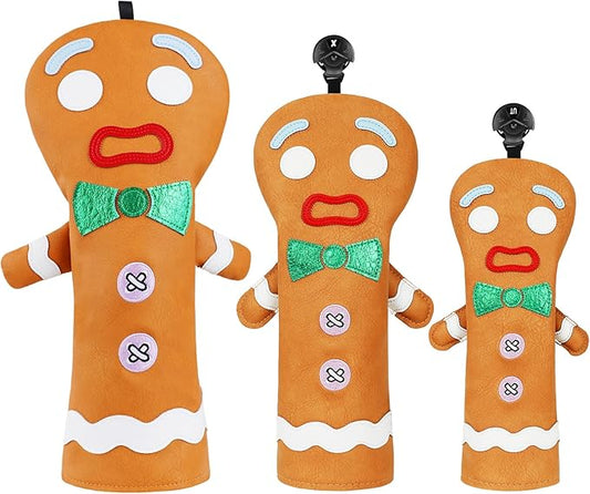 Funny Golf Club Head Cover Driver Headcover Fairway Wood Headcover Hybrid Club Head Cover Brown Monster Cookie