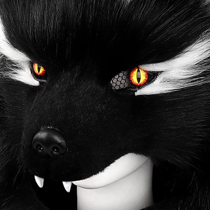 Furry Head Mask Animal Wolf Dog Plush Faux Fur Masks for Halloween Masquerade Cosplay Costume Props