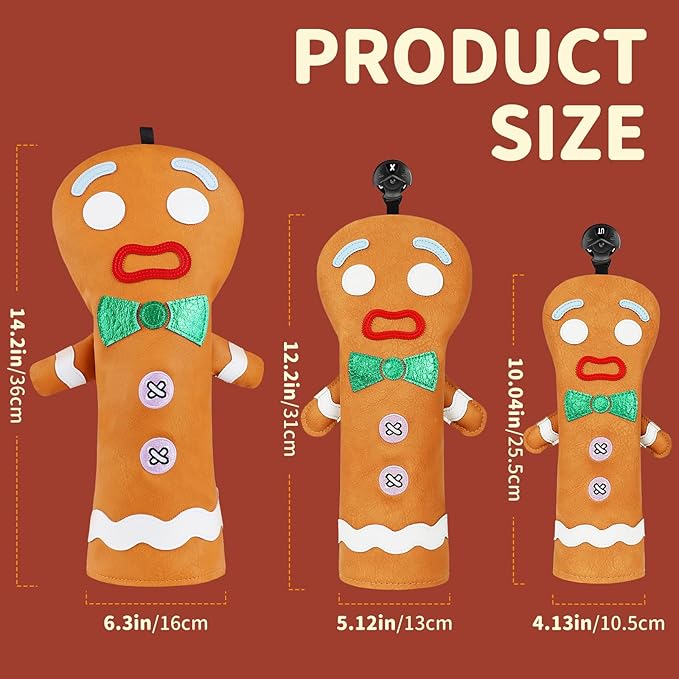 Funny Golf Club Head Cover Driver Headcover Fairway Wood Headcover Hybrid Club Head Cover Brown Monster Cookie