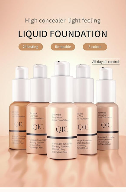 QIC Waterproof Matte Concealer BB Liquid Foundation Cream Warm Peach 30ml