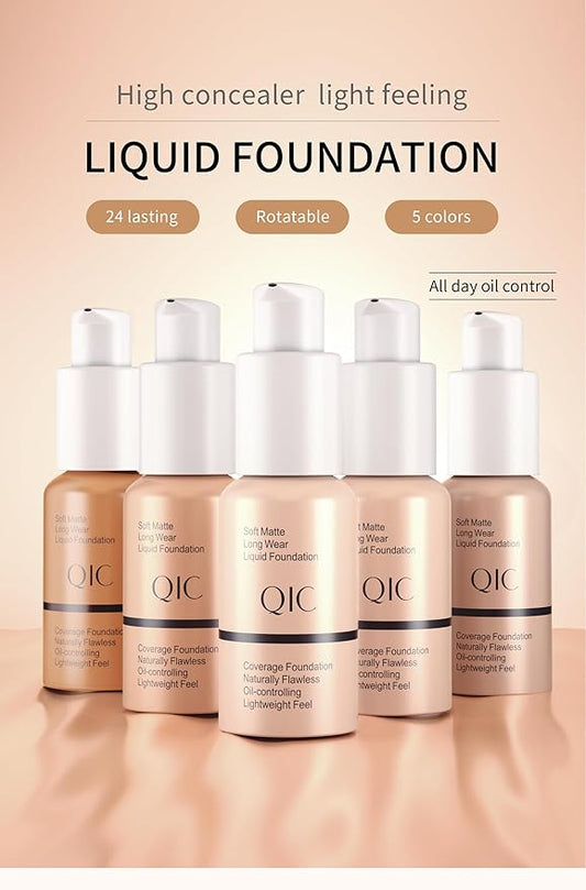 QIC Waterproof Matte Concealer BB Liquid Foundation Cream Warm Peach 30ml