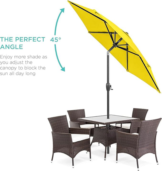 Best Choice Products 7.5ft Heavy-Duty Round Outdoor Market Table Patio Umbrella w/Steel Pole, Push Button Tilt, Easy Crank Lift - Yellow