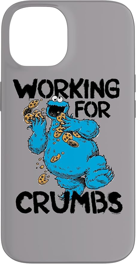 iPhone 14 Sesame Street Cookie Monster Working for Crumbs Case