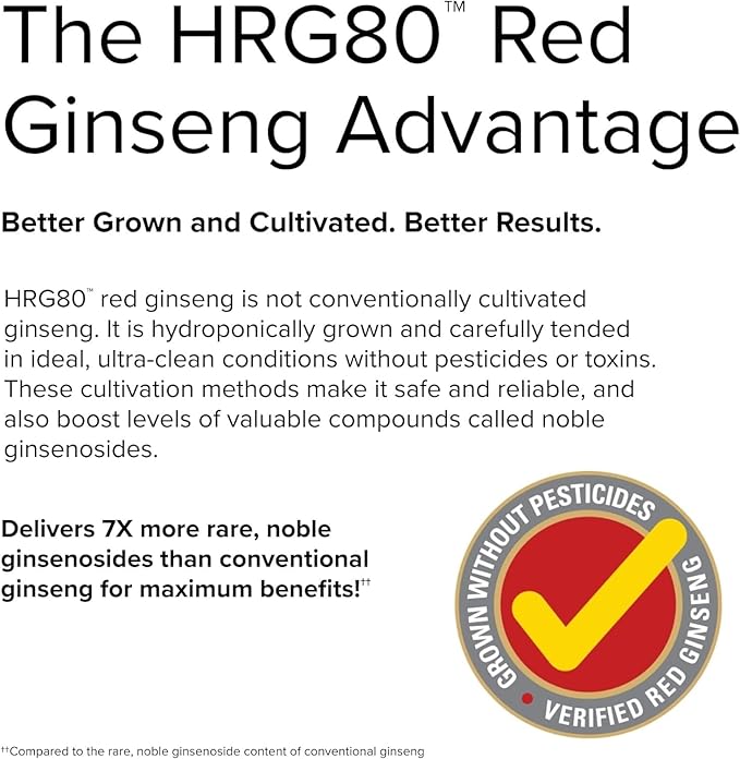 Terry Naturally HRG80 Red Ginseng Energy - Supplement to Support Healthy Energy & Focus - Herbal Supplement with Korean Red Ginseng Root Powder - Vegan Tablets to Aid Healthy Endurance - 30 Capsules