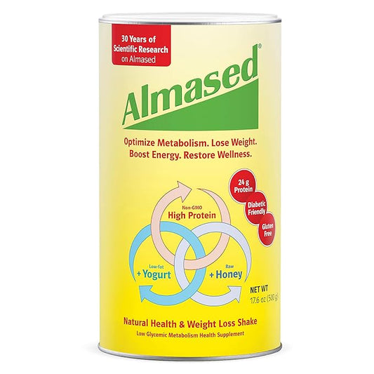 Almased Meal Replacement Shake - Low-Glycemic High Plant Base Protein Powder- Nutritional Weight Health Support Supplement - Original Flavor - 17.6 oz