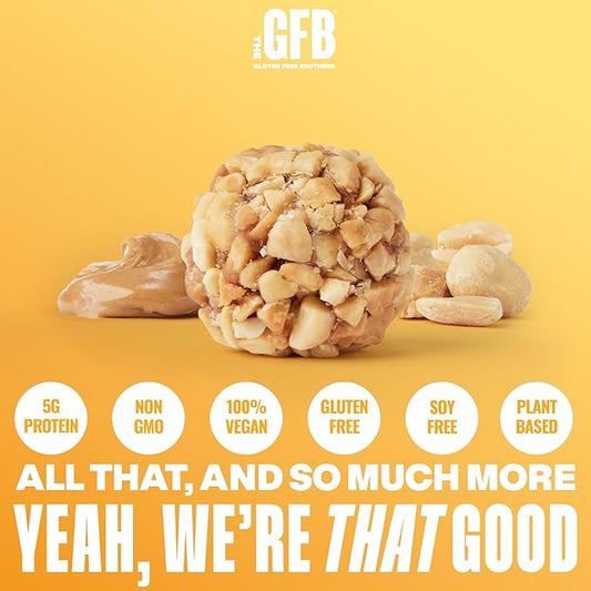 The Gluten Free Brothers Peanut Butter Bites - Gluten Free Protein Balls – Non GMO, Soy Free, Vegan – Snack Size Plant Based Protein Energy Balls, 4 oz (6 Count)