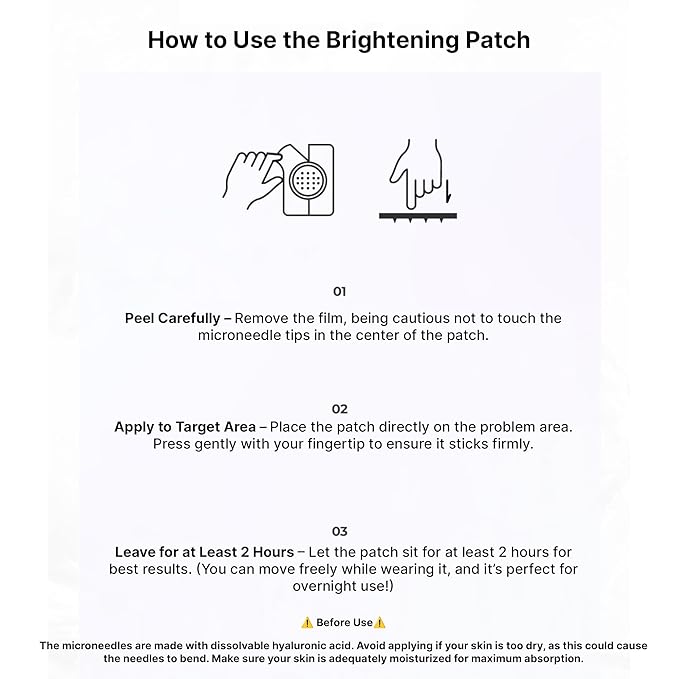 Niacin Vita C Snow Patch - Fast Dark Spot Removal, Gentle & Effective Whitening Patch, High Adhesion & Long-Lasting Results, Dermatologically Tested, Korean Skincare