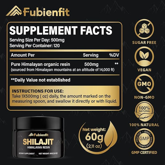 Pure Himalayan Shilajit Resin - Pure Shilajit for Men and Women, Organic Shilajit Supplement with 85+ Minerals & Fulvic Acid, High Potency Energy & Immune Support, Lab Tested 60 Grams