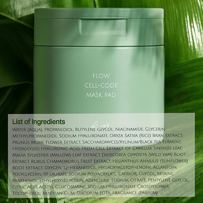 KOY Cell-Code Mask Pad - Moisturizing Toner Mask Pads - High-Absorption Polymer Fabric, Enriched Essence - Rock Sapphire Extract, Hyaluronic Acid, Betaine, Panthenol - Korean Skin Care, 50 Pads