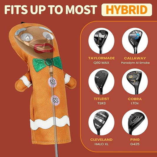 Funny Golf Club Head Cover Driver Headcover Fairway Wood Headcover Hybrid Club Head Cover Brown Monster Cookie