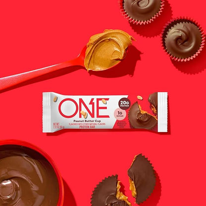 ONE Protein Bars, Peanut Butter Cup, Gluten Free with 20g Protein and 1g Sugar, Pantry Staples, 2.12 oz (12 Count)