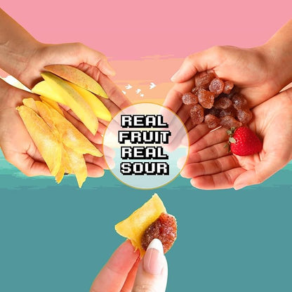Final Boss Sour Candy, Extremely Super Sour Gummy Candy, Strawberry and Mango, LvL 2 (3.52 Ounce Bag, 1 Bag) - Gummies Made with Dried Fruit, Free of Artificial Colors, Healthy Snack for Kids & Adults