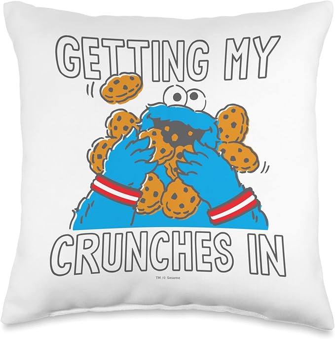Sesame Street Cookie Monster My Crunches Throw Pillow, 16x16, Multicolor