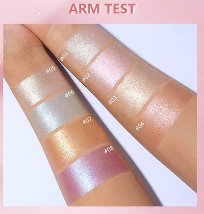 MAEPEOR Face Highlighter Palette 8 Colors Smooth Shimmer Champagne Gold)
