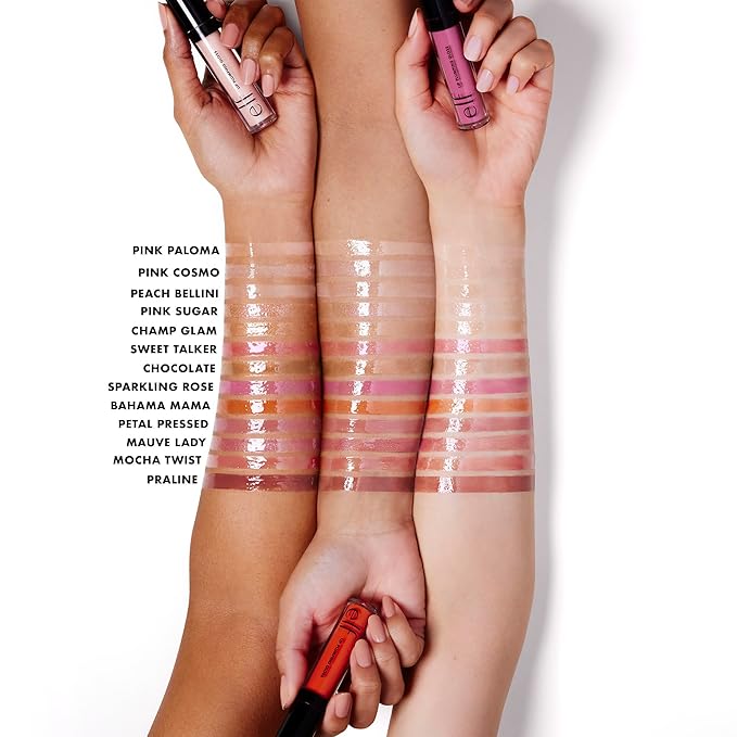 e.l.f. Lip Plumping Gloss, High-Shine Sheer Color, Hydrates & Creates Fuller Lips With Vitamin E, Vegan & Cruelty-Free, Pink Cosmo