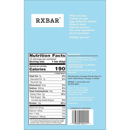 RXBAR Protein Bar, Vanilla Almond, 12g Protein