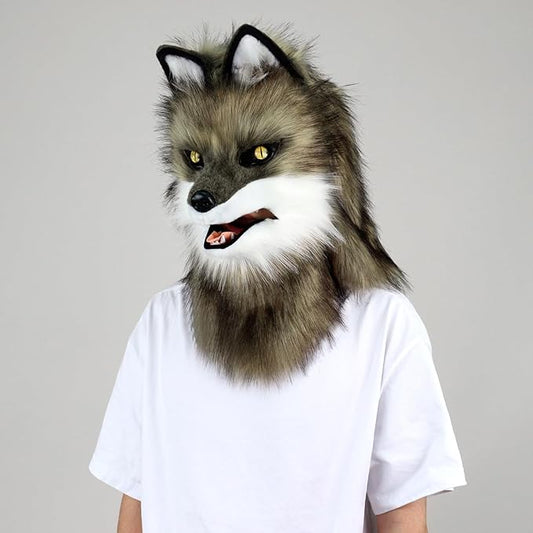 HAOAN Furry Dog Mask Animal Wolf Full Head for Halloween Fancy Dress Party Cosplay Costume Women Men