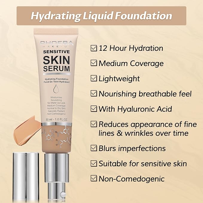 Phoera Foundation Makeup,Flawless Soft Matte Full Coverage with Beige, 1PC)