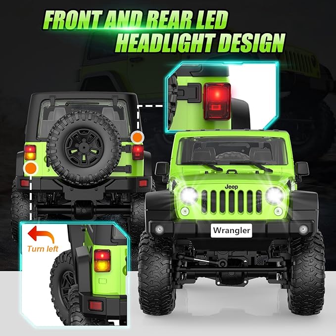 DOUBLE E 1:14 Jeep Wrangler Remote Control Cars RC Trucks 4wd Off-Road RC Monster Truck Off Road with Led Headlight and Rechargeable Battery Gifts for Adults Boys 8-12