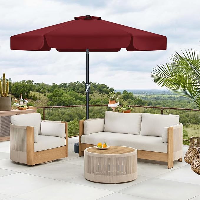MASTERCANOPY Valance Patio Umbrella for Outdoor Table Market (7.5ft, Burgundy)