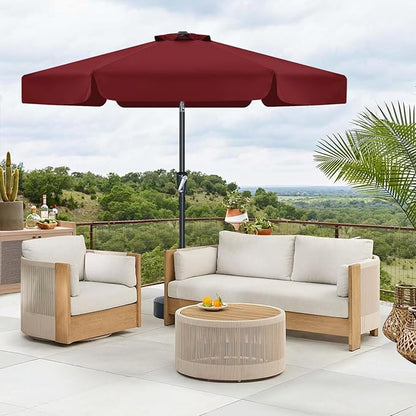 MASTERCANOPY Valance Patio Umbrella for Outdoor Table Market (7.5ft, Burgundy)
