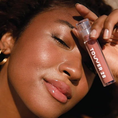 Tower 28 ShineOn Milky Lip Jelly, CASHEW, Non-Sticky, Hydrating Vegan Lip Gloss in Milky Rosy Brown, Apricot and Raspberry Seed Oil, Moisturizing, Clean, Cruelty Free
