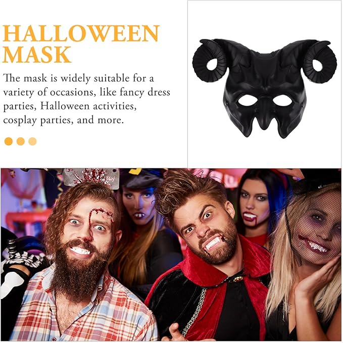 Ox Horn Mask Horns Masquerade Mask Animal Half Face Mask for Festival Party Halloween Costume Cosplay