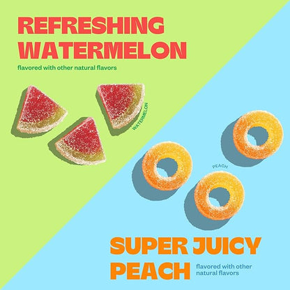Tandy Mellow Melons & Mellow Rings L-Theanine Gummies I Relaxation Gummies with Watermelon & Peach Flavors I Calming Gummies for Adults I Gluten-Free Fast-Acting Dietary Supplement Gummy I 6-Pack