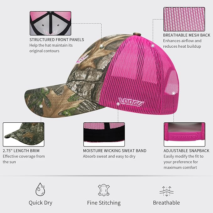 LOOGU Fishing Hat Mesh Back for Men Women Adjustable Baseball Trucker Cap Snapback Hats