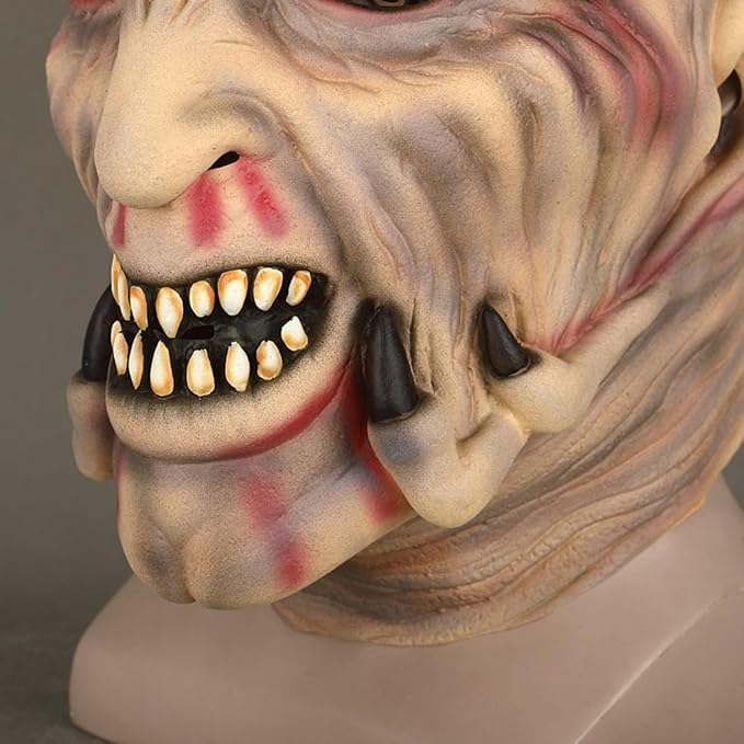 Jeepers Mask Creepers Creepy Tribal Head Cover Horror Monster Halloween Costume Prop, Realistic Facial Details, Latex Material