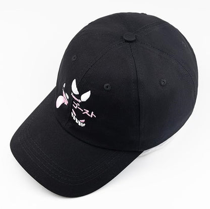 Ghost Type Anime Embroidered Hat - Funny Baseball Hats, Black Baseball Cap for Women Men