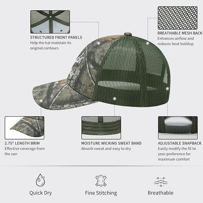 LOOGU Fishing Hat Mesh Back for Men Women Adjustable Baseball Trucker Cap Snapback Hats
