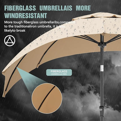 Patio Umbrellas, Pool Umbrella, Outdoor Umbrella with Push Button Tilt/Crank, Deck Umbrellas, Market Umbrela Table for Backyard, Deck, Garden, Pool
