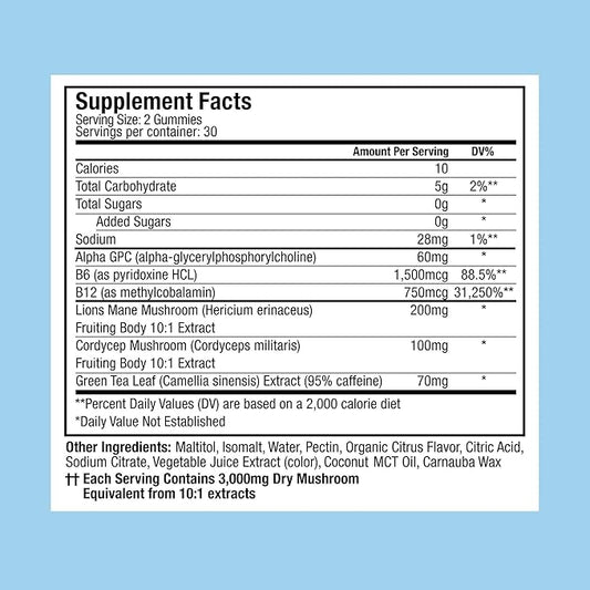 Plant People WonderFocus Mushroom Gummies with Lion’s Mane & Cordyceps - Nootropic Brain Supplement Boosts Memory, Focus, Energy & Mood in Adults | No Sugar, 100% Vegan, Citrus Flavor, 60 Count
