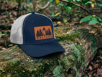 Mesh Bigfoot Hat Leather Cap for Men- Great Snapback Closure Sasquatch Hat for Hunting & Hiking