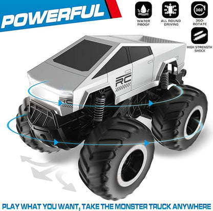 GoBang 1:16 Waterproof Rc Cars Cyber Toy Monster Truck Toys Amphibious Remote Control Car 4WD All Terrain Off-Road Trucks Pickup for 6 7 8 9 10 11 12 Year Old Boys Girls Gifts Presents