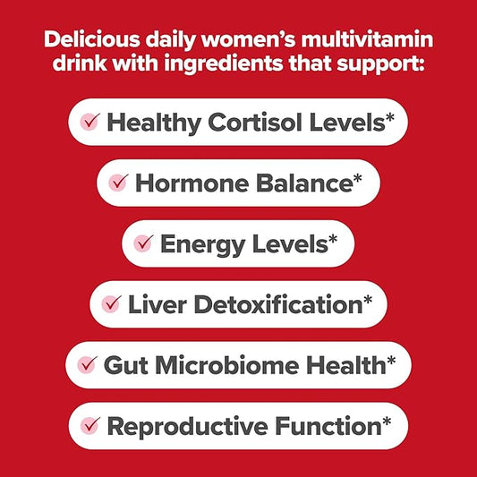 FLO Women’s Endocrine Superfood Powder – Supports Healthy Cortisol Levels, Hormonal Balance, Thyroid & Gut Health – Multivitamin Plus Rhodiola, DIM, Myo-Inositols, Red Superfood – 25 Servings
