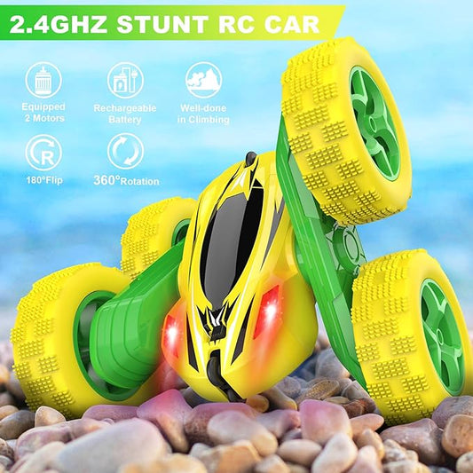 Remote Control Car, RC Cars Toys, 2.4GHz 4WD Fast RC Car Kids Toys Double Sided 360° Rotating Monster Truck Toys for Girls RC Truck Toy Cars for Boys