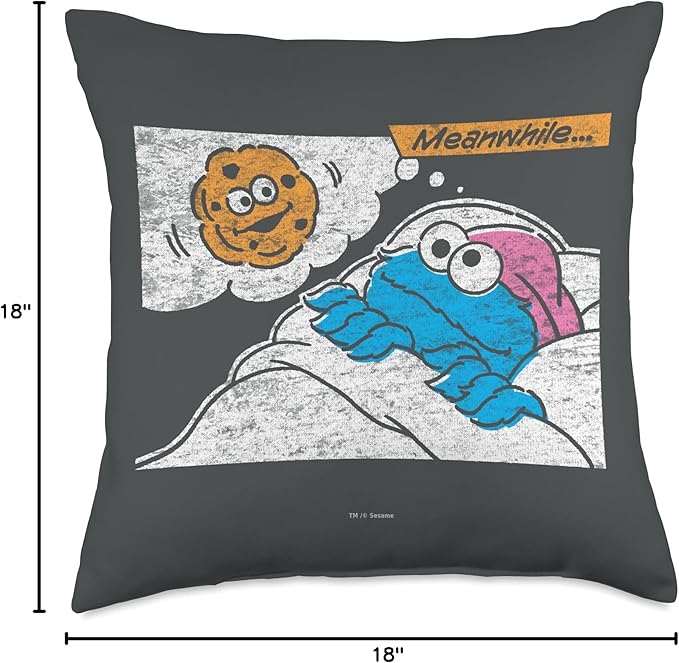 Sesame Street Cookie Monster Meanwhile Throw Pillow, 18x18, Multicolor